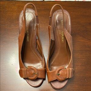 Banana Republic Brown Slingback Heels with Peep-Toe